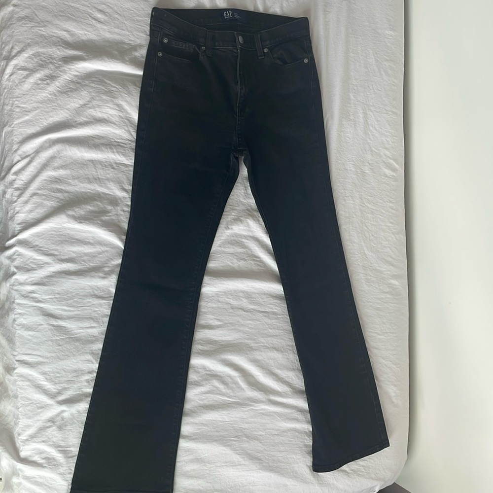 Black mid rise bootcut jeans